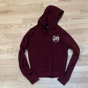 Juniors Sweatshirt Burgundy Hooded